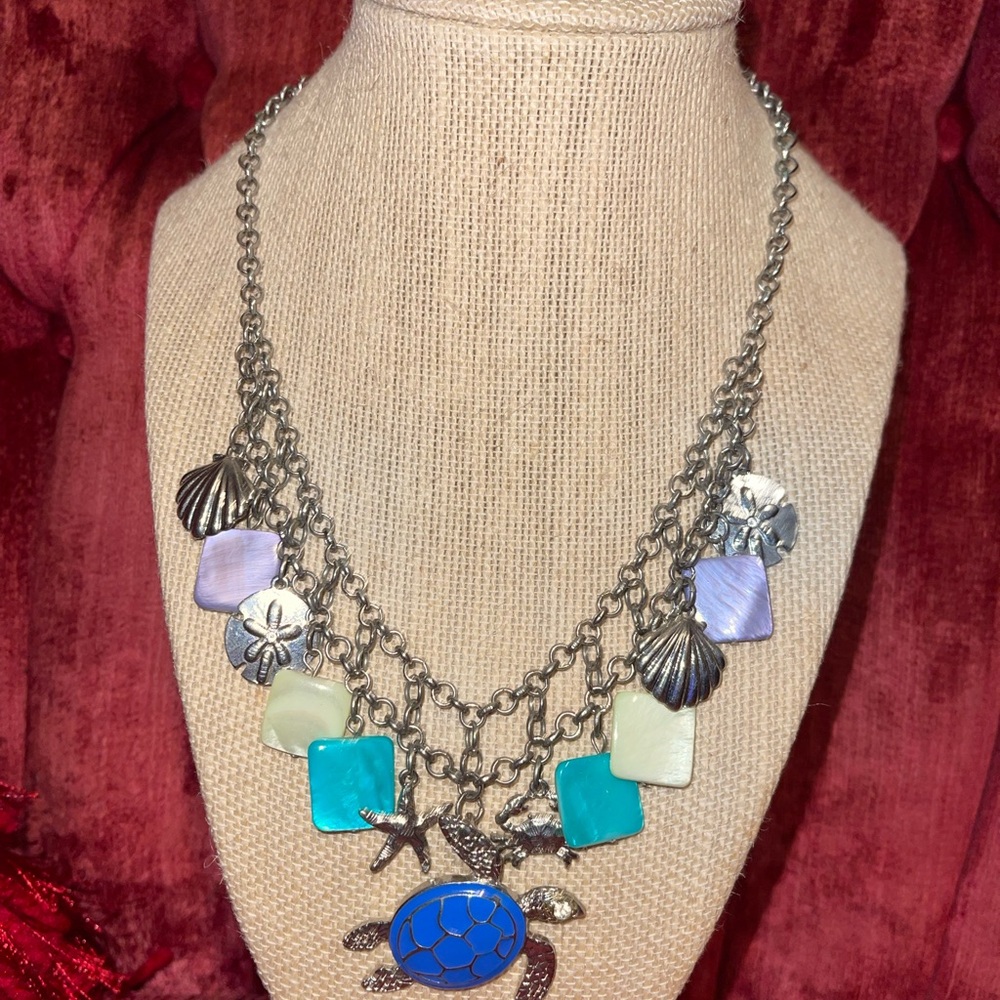 Mixit Beach Themed, Blue Turtle Charm Necklace